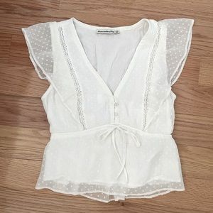 Abercrombie & Fitch White Swiss Dot Blouse